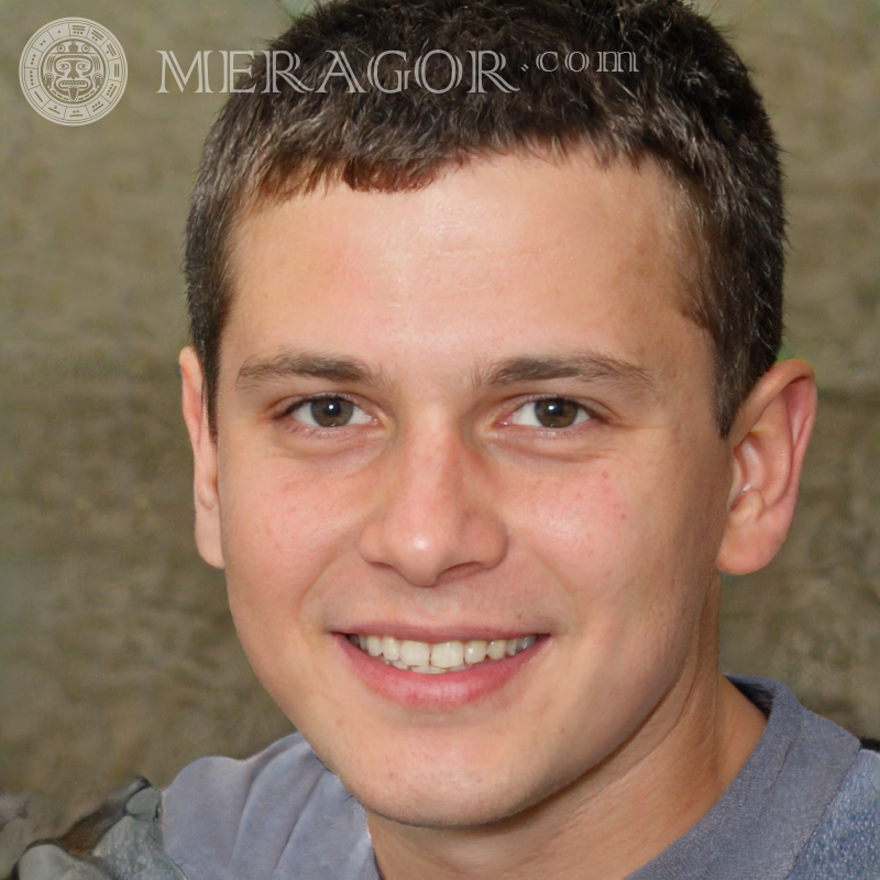 Rosto falso de um menino fofo para o Facebook em Meragor.com Rostos de meninos Europeus Russos Ucranianos