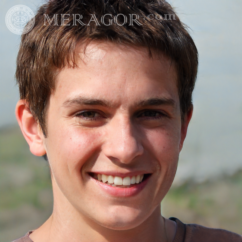 Gesicht eines 20-jährigen Jungen mit kurzen Haaren Gesichter von Jungs Europäer Russen Gesichter, Porträts