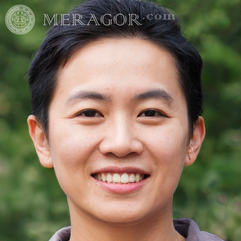 Laden Sie das Gesichtsfoto eines fröhlichen Jungen herunter, gefälschtes Foto Gesichter von Jungen Asiaten Vietnamesisch Koreaner