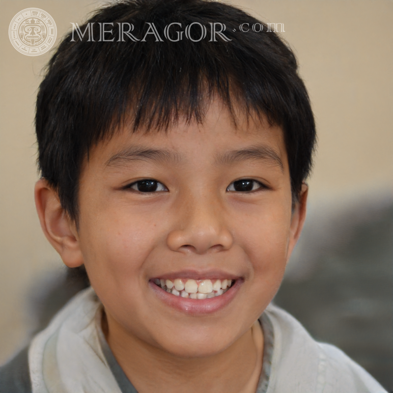 Download a photo of the face of a laughing boy created by the generator Faces of boys Asians Vietnamese Koreans