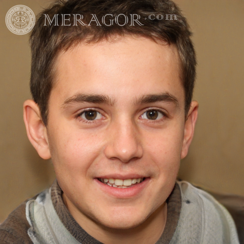 Laden Sie ein Foto des Gesichtes eines glücklichen Jungen für Dokumente herunter Gesichter von Jungen Europäer Russen Ukrainer