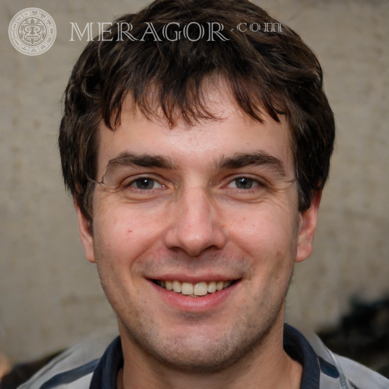 Portrait of a brunette guy on an avatar on a desktop Faces of guys Europeans Russians Faces, portraits