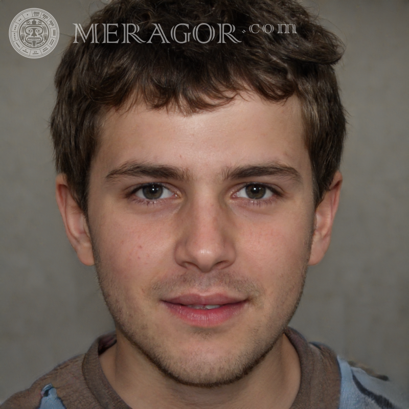 Retrato de un chico en una cara falsa de avatar Rostros de chicos Europeos Rusos Caras, retratos