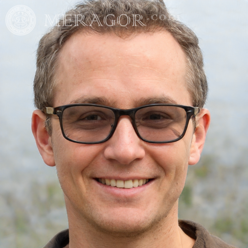 Hermosos avatares de un hombre con gafas Rostros de chicos Europeos Rusos Caras, retratos