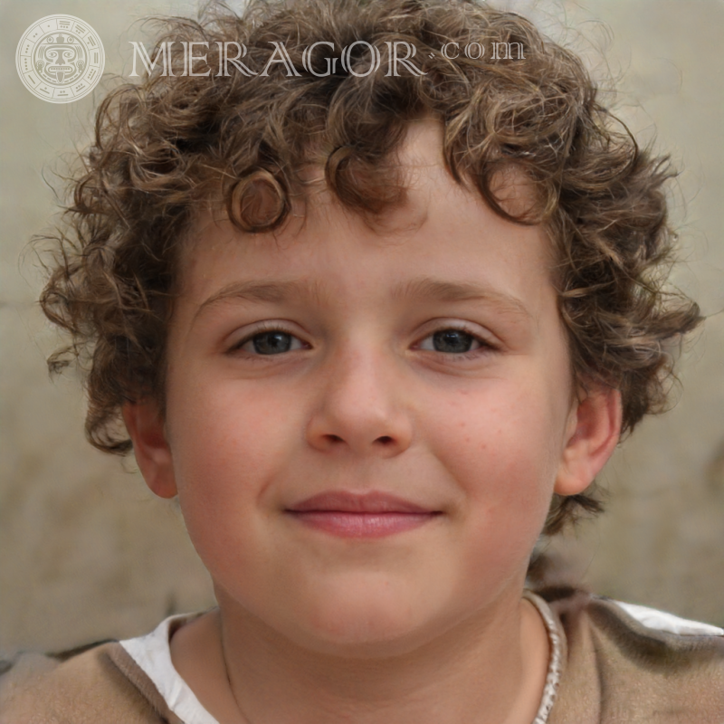 Download photo of curly-haired boy face Faces of boys Europeans Russians Ukrainians