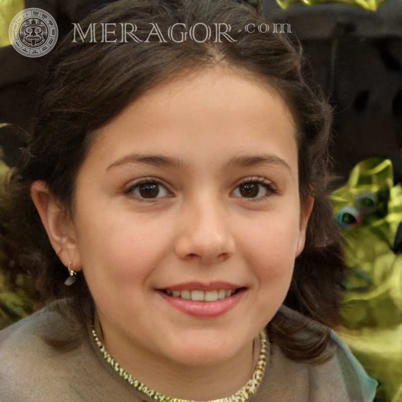 Rostro de una niña con cabello oscuro en un avatar Rostros de niñas pequeñas Europeos Rusos Caras, retratos