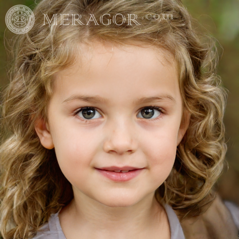 Face of a little girl with beautiful hair Faces of small girls Europeans Russians Faces, portraits