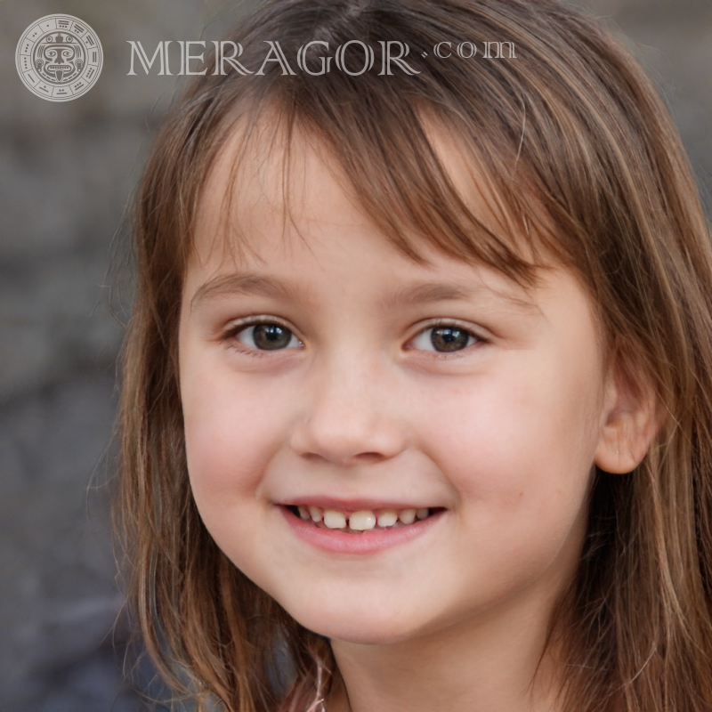 Faces of little girls brown-haired Faces of small girls Europeans Russians Small girls