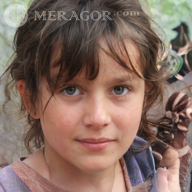 O rosto de uma menina de 10 anos Rostos de meninas Europeus Russos Meninas