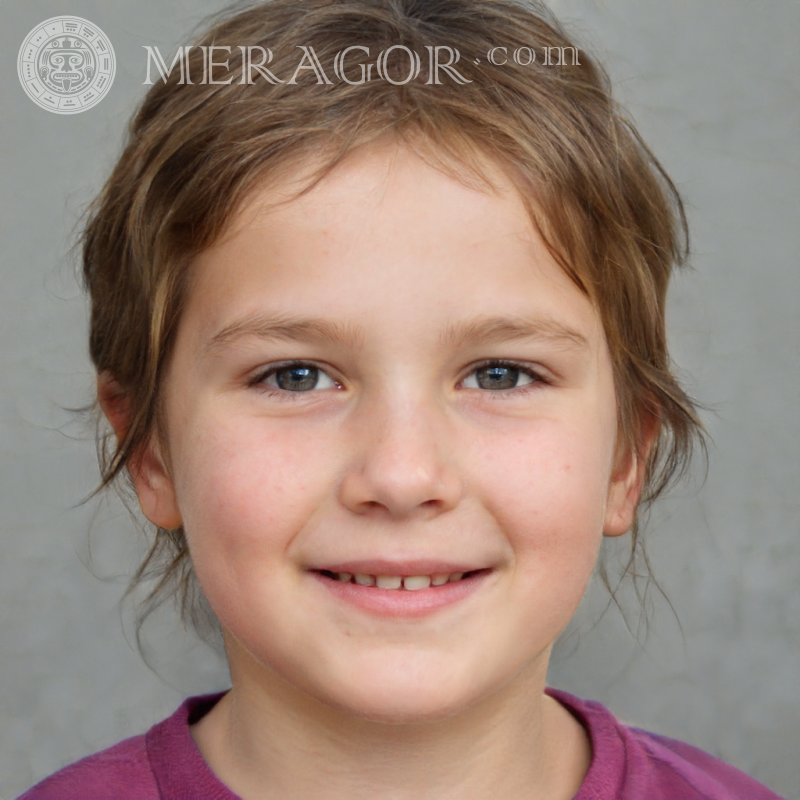 Girl's face photo for documents 8 years old Faces of small girls Europeans Russians Small girls