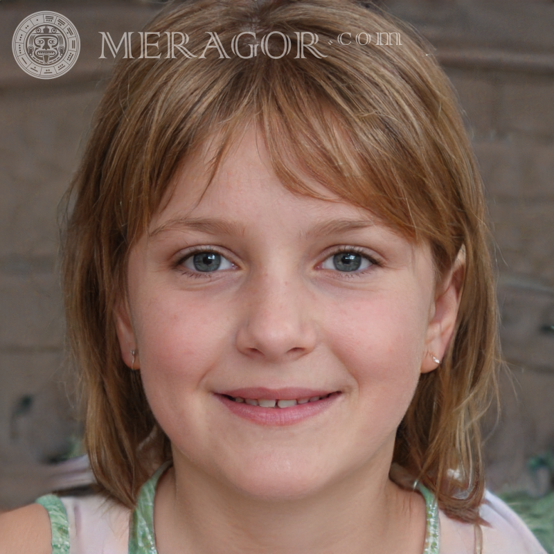 Foto von gewöhnlichen Mädchen im Alter von 6 Jahren Gesichter von kleinen Mädchen Europäer Russen Maedchen