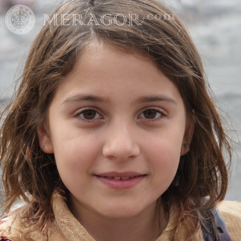 Foto de una niña en un avatar en un escritorio Rostros de niñas pequeñas Europeos Rusos Niñas