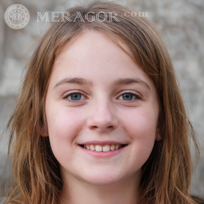Schönes Gesicht eines Mädchens 8 Jahre alt Gesichter von kleinen Mädchen Europäer Russen Maedchen