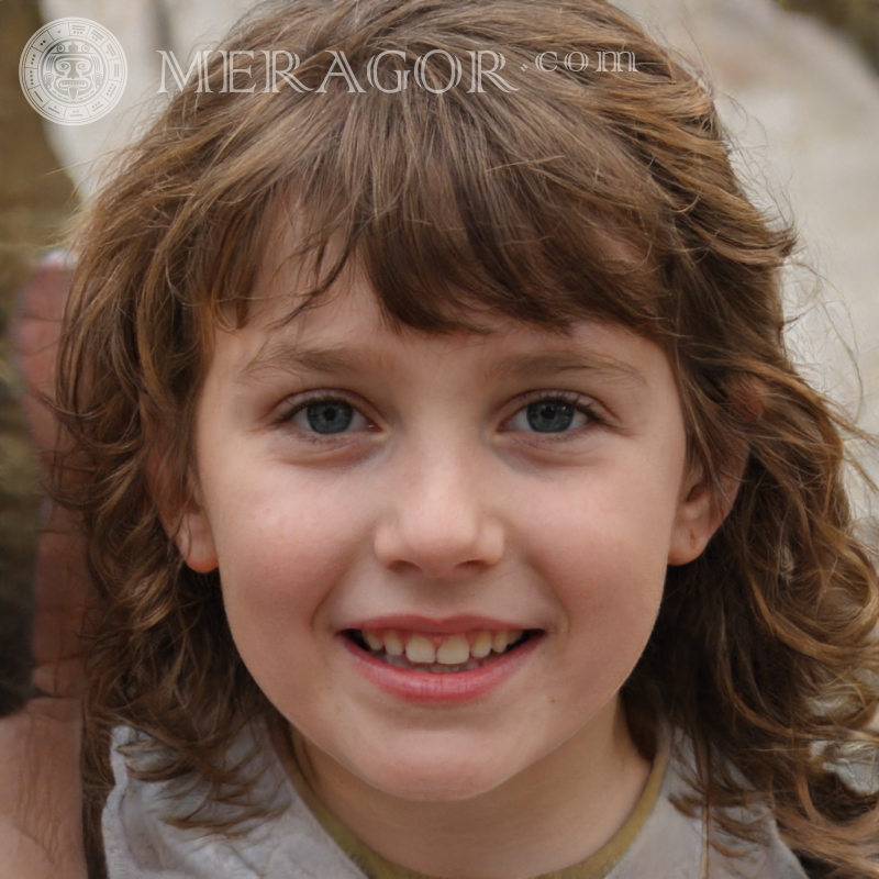 Beautiful photo of the face of a girl 8 years old Faces of small girls Europeans Russians Small girls