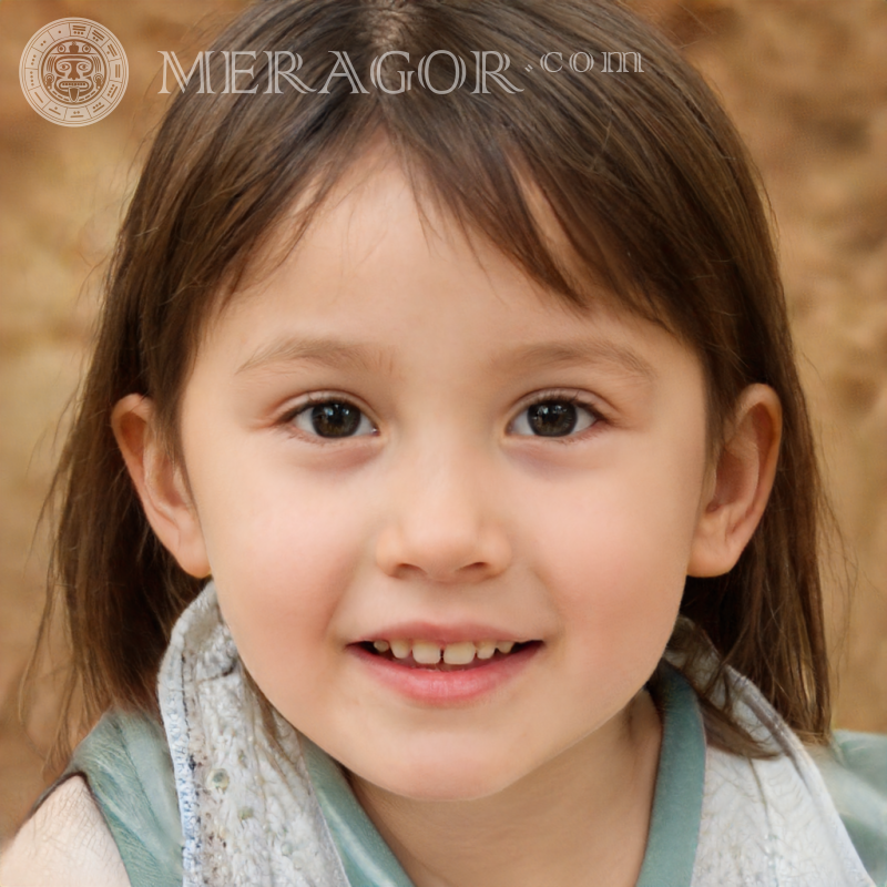 Portrait art de visage de petite fille sur avatar Visages de petites filles Européens Russes Petites filles
