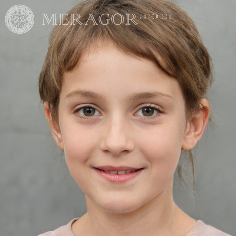 Beautiful faces of little girls with short hair Faces of small girls Europeans Russians Small girls