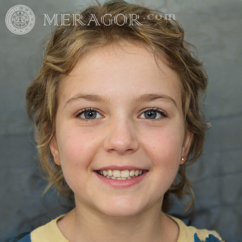 Beautiful faces of joyful little girls Faces of small girls Europeans Russians Small girls