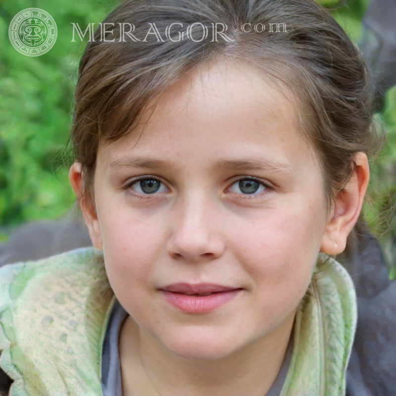Portrait of a girl in nature Faces of small girls Europeans Russians Small girls