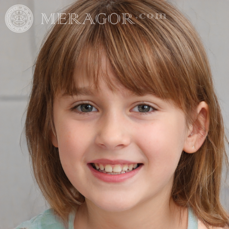 Portrait of a girl for registration Faces of small girls Europeans Russians Small girls