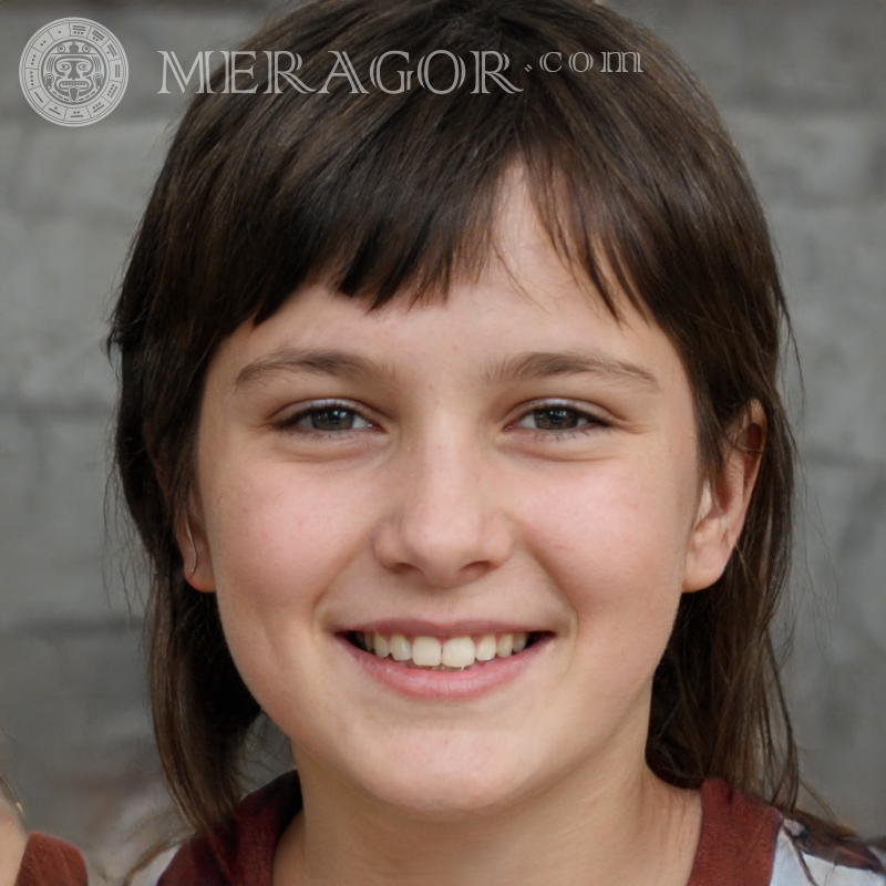 Portrait of a girl on an avatar with black hair Faces of small girls Europeans Russians Small girls
