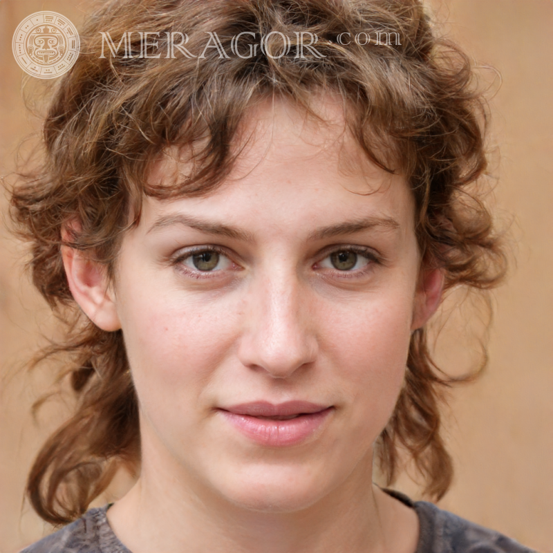 Photo of a face of a girl with wavy hair Faces of small girls Europeans Russians Small girls