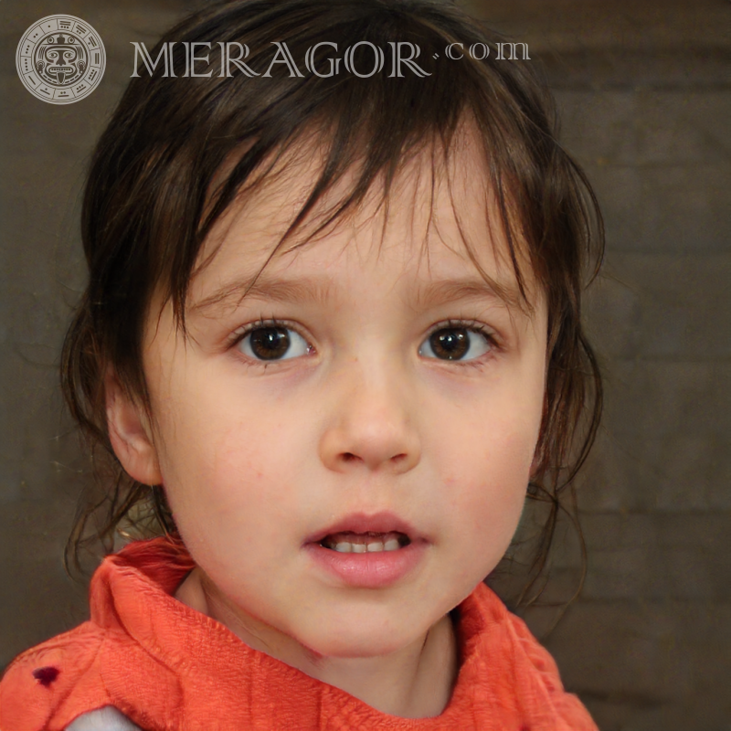 Photo of a surprised little girl for profile picture Faces of small girls Europeans Russians Small girls