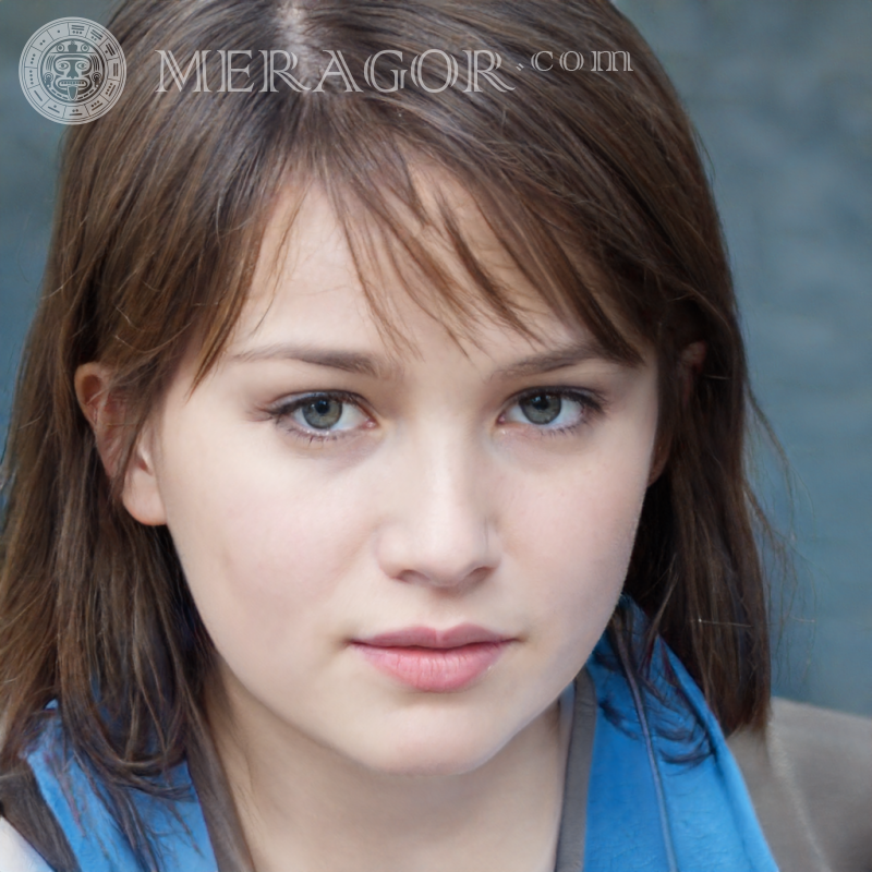 Foto de uma garota séria na foto do perfil Rostos de meninas Europeus Russos Meninas