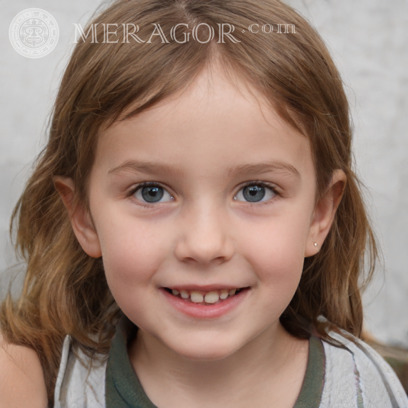 Rostos de garotinhas sorridentes no avatar Rostos de meninas Europeus Russos Meninas