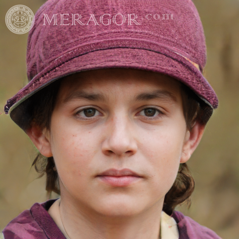 Girl with hat Faces of small girls Europeans Russians Small girls