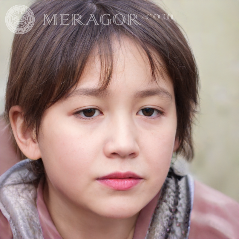 Triste chica japonesa Rostros de niñas pequeñas Europeos Rusos Niñas