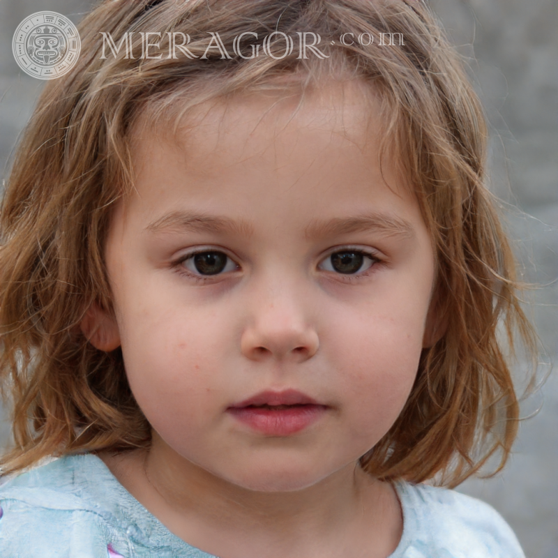Foto de una niña en un avatar en una tableta Rostros de niñas pequeñas Europeos Rusos Niñas