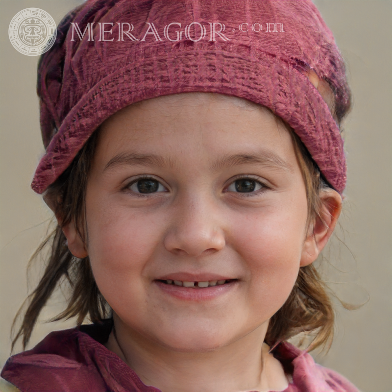 Photo une fille au chapeau sur un avatar Visages de petites filles Européens Russes Petites filles