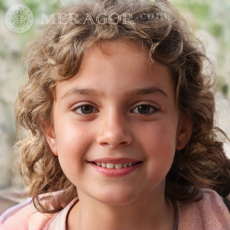 Завантажити фото обличчя дівчинки з хвилястим волоссям Особи маленьких дівчаток Європейці Російські Дівчата
