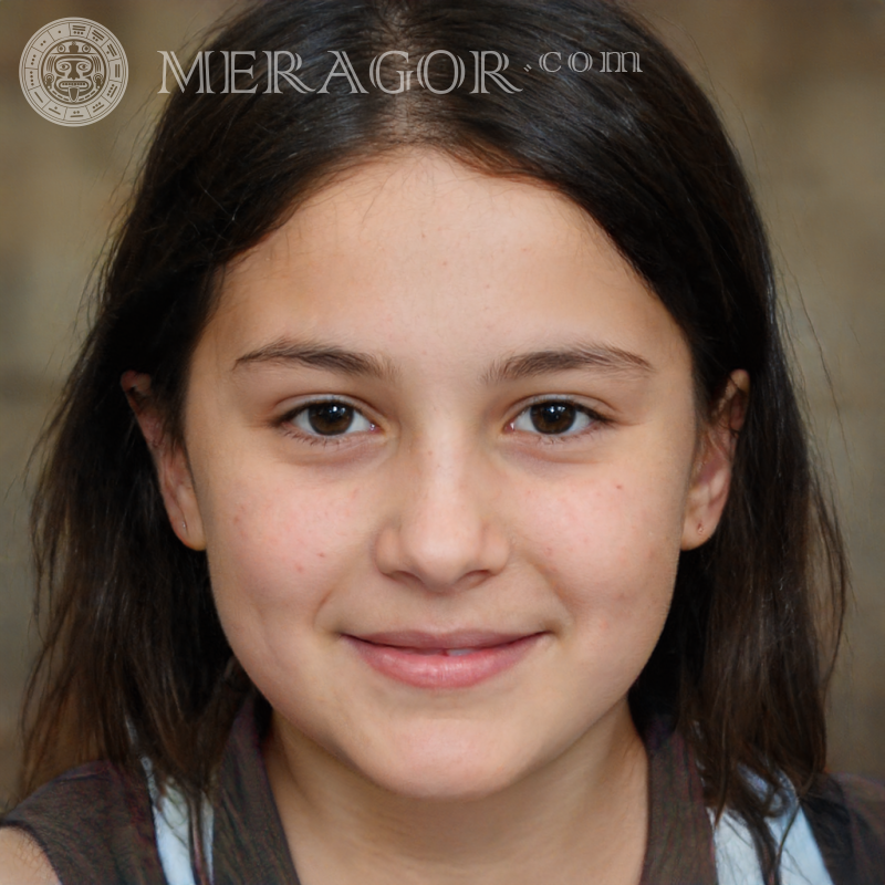 Завантажити фото обличчя дівчинки темне волосся Особи маленьких дівчаток Європейці Російські Дівчата