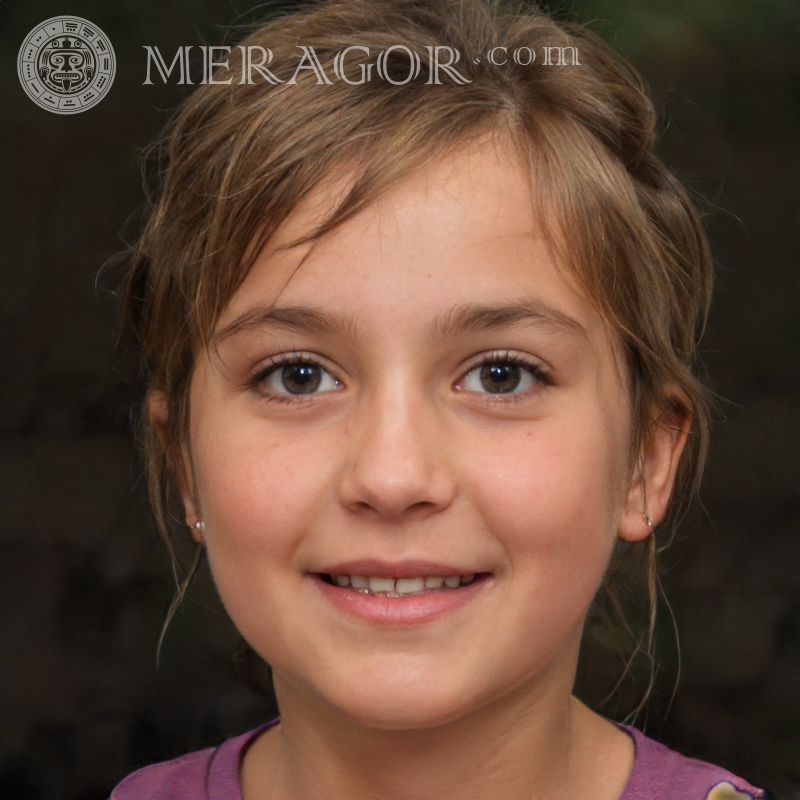 Girl face for registration on black background Faces of small girls Europeans Russians Small girls