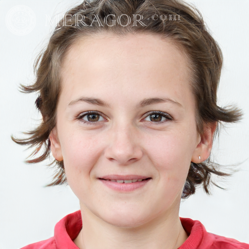 Photo of a girl for an avatar or business card Faces of small girls Europeans Russians Small girls