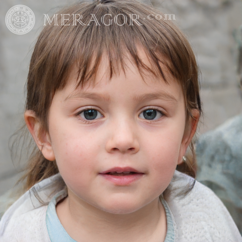 Photo of a little girl melancholic Faces of small girls Europeans Russians Small girls