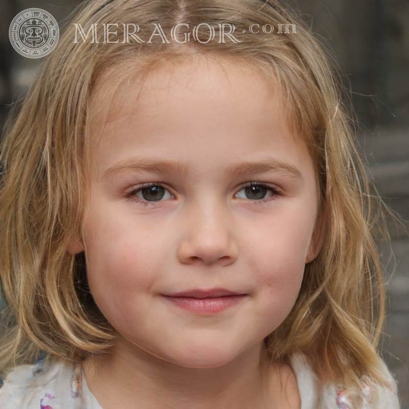 Photo of a pessimistic little girl Faces of small girls Europeans Russians Small girls