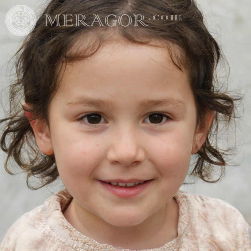 Photo of an optimistic little girl Faces of small girls Europeans Russians Small girls