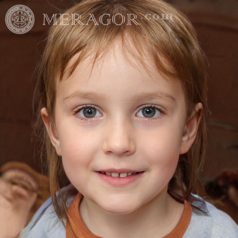 Porträt eines naiven kleinen Mädchens Gesichter von kleinen Mädchen Europäer Russen Maedchen