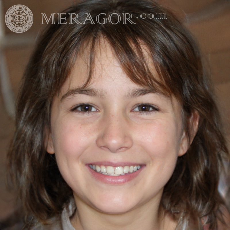 Photo of a benevolent girl Faces of small girls Europeans Russians Small girls