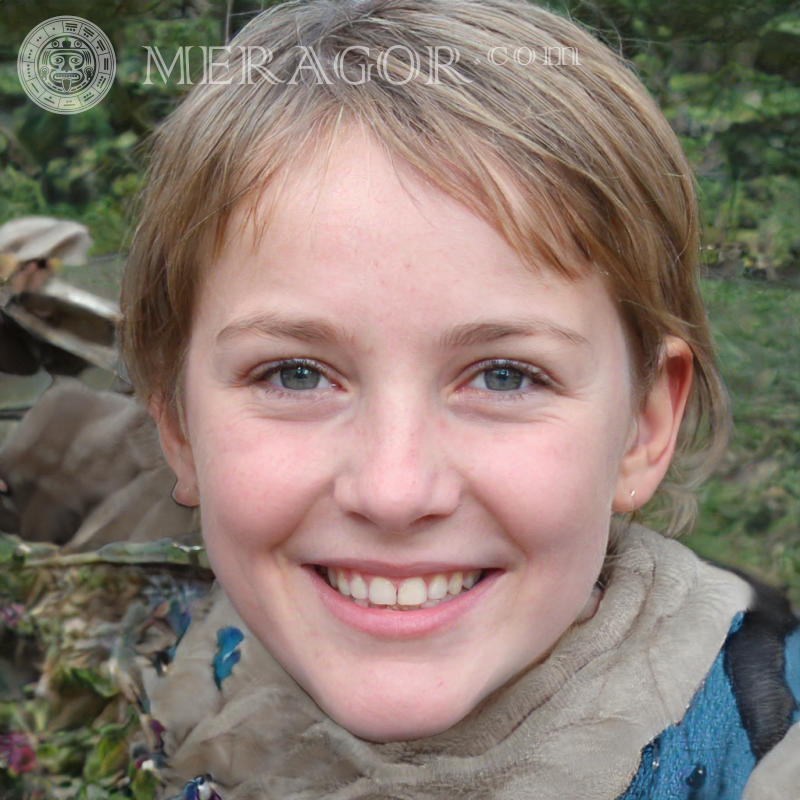 Menina sorridente no avatar Rostos de meninas Europeus Russos Meninas