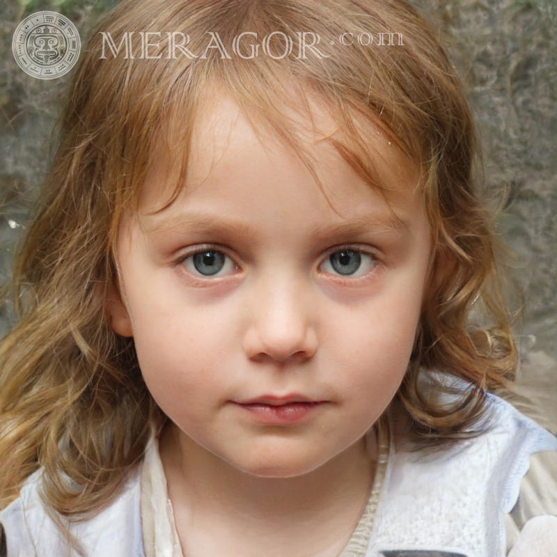 Photo of an introverted little girl Faces of small girls Europeans Russians Small girls