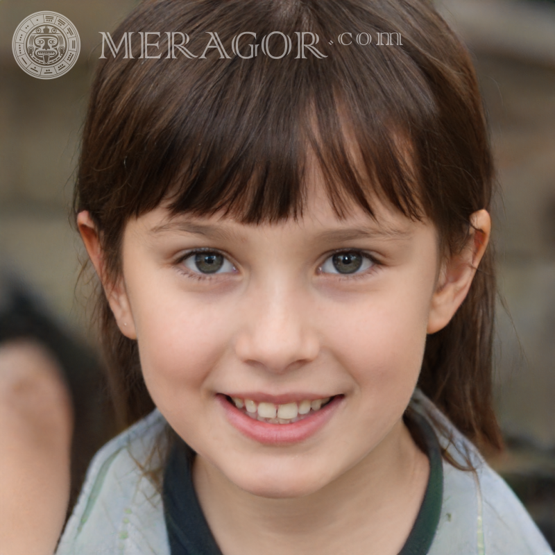 Smiling brown-haired girl photo Faces of small girls Europeans Russians Small girls
