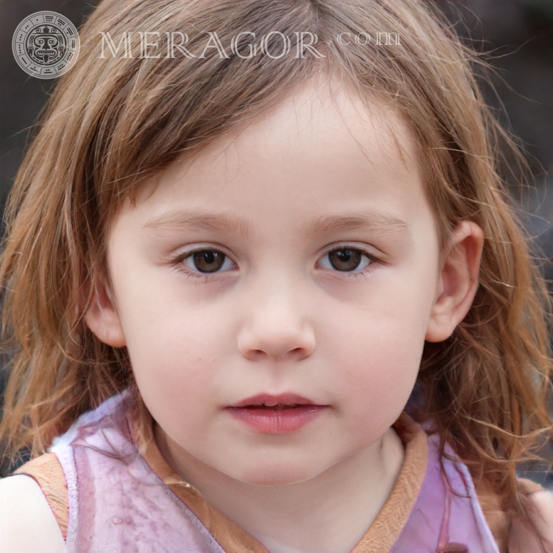 Portrait of a little sad girl Faces of small girls Europeans Russians Small girls