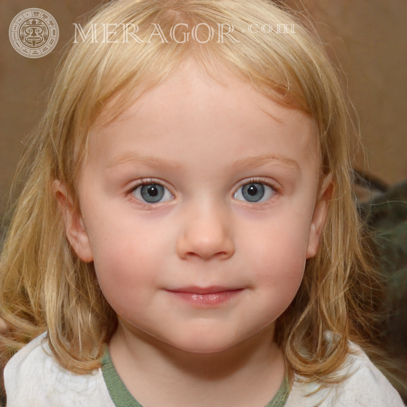 Portrait of a little educated girl Faces of small girls Europeans Russians Small girls