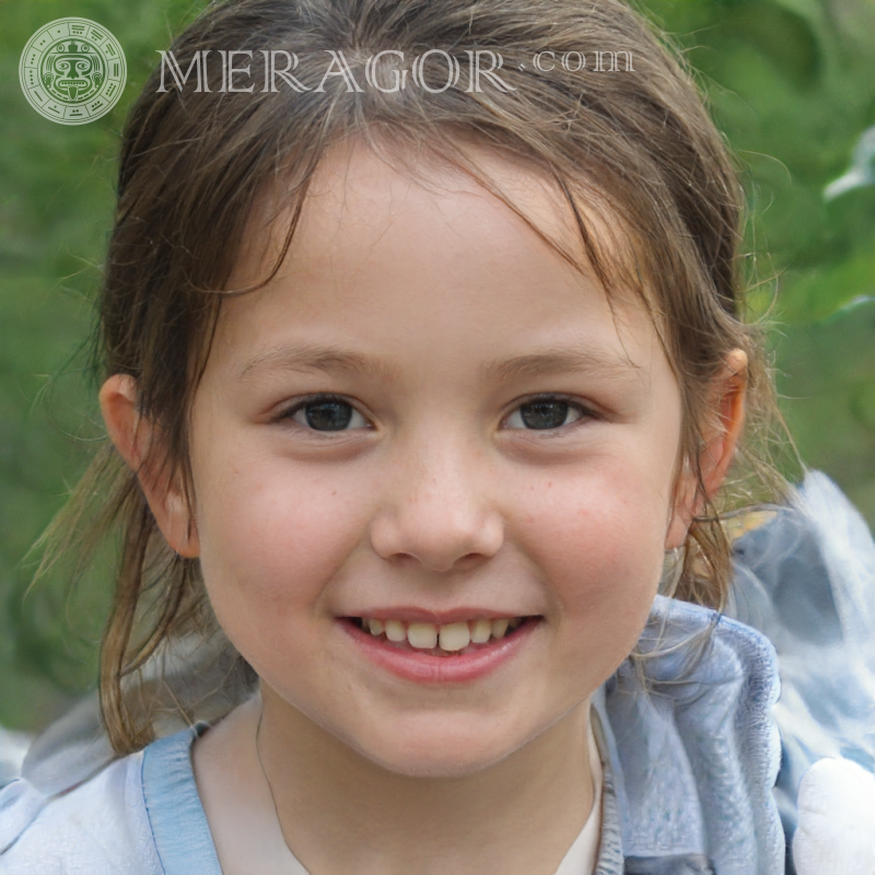 Photo of happy little girl Faces of small girls Europeans Russians Small girls