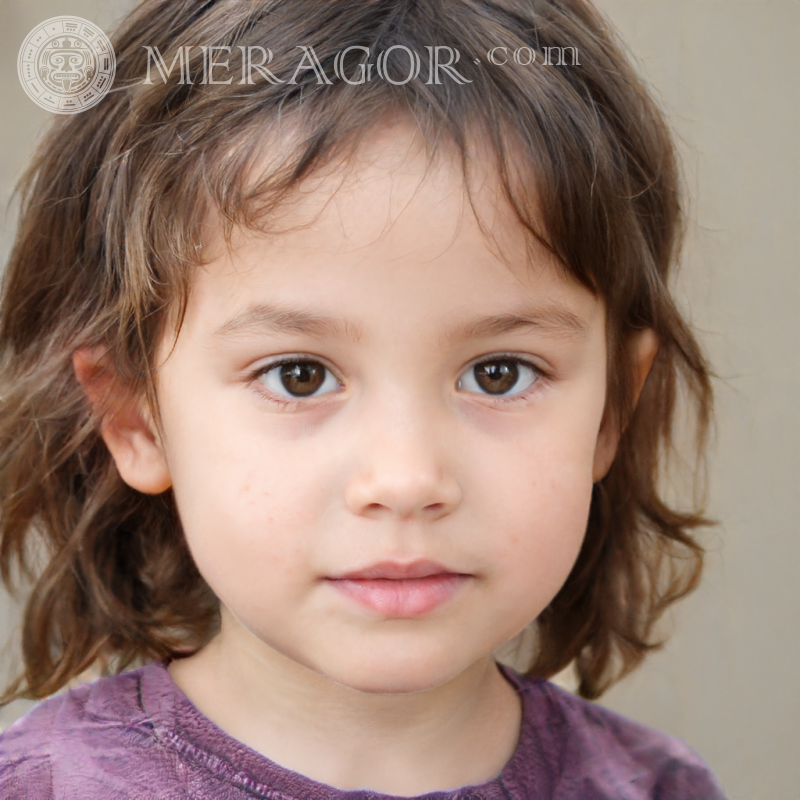 Portrait of a serious little girl Faces of small girls Europeans Russians Small girls