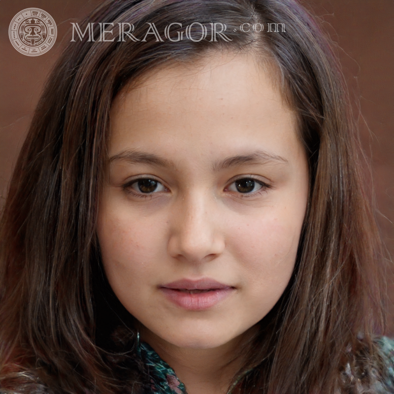 Photo of a girl with long hair Faces of small girls Europeans Russians Small girls
