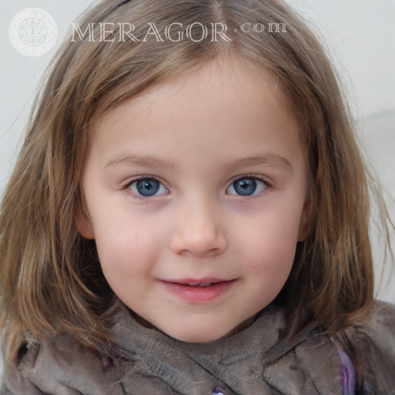 Photo of a smart little girl Faces of small girls Europeans Russians Small girls
